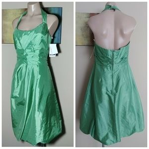 DAVID'S BRIDAL CLOVER PLEATED HALTER DRESS 10